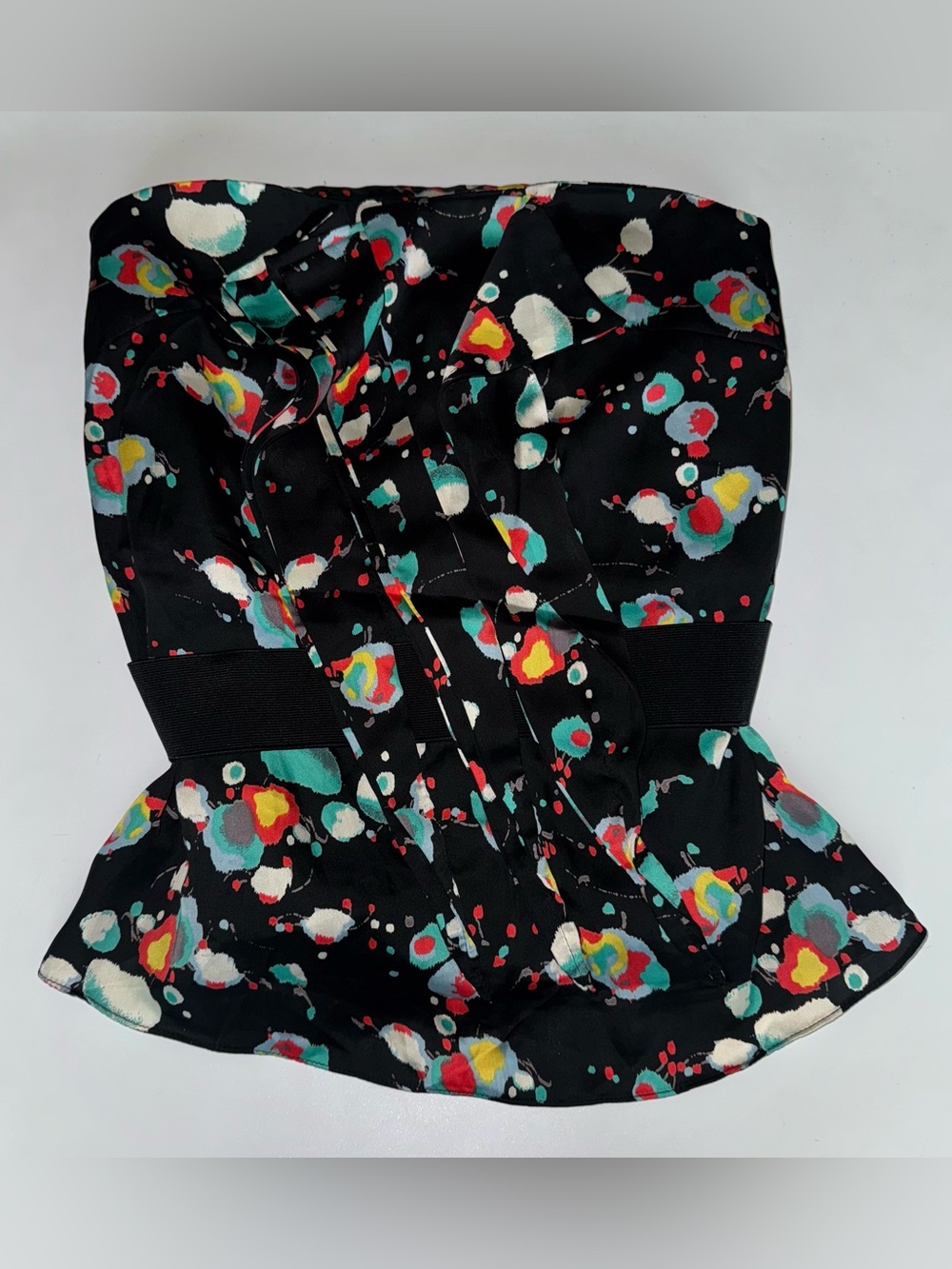 Sharon Couture Multicolor Abstract Paint Splat Strapless Corset Tube Top Size M